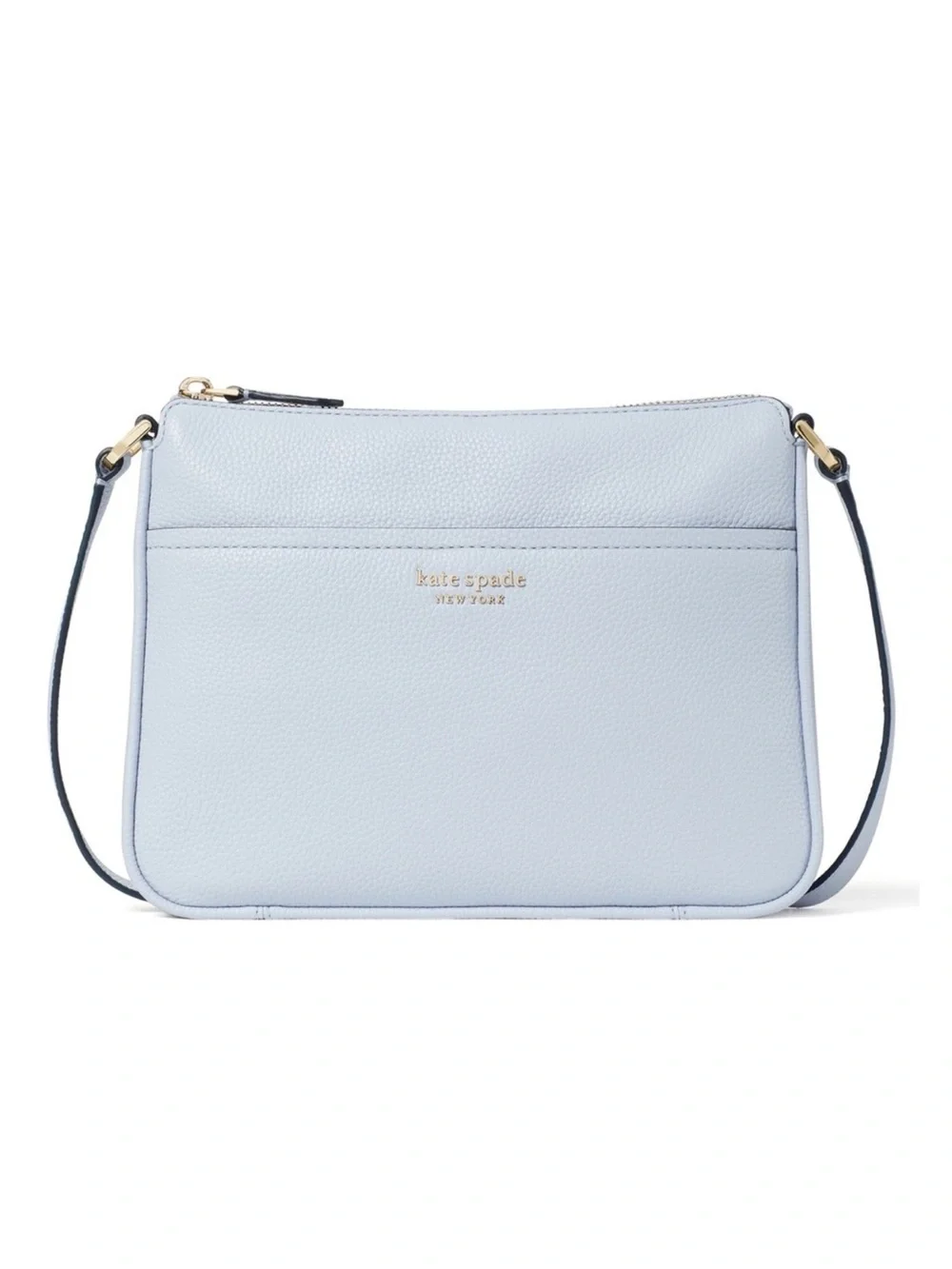 kate spade new york Run Around Medium Pebbled Leather Crossbody baby blue